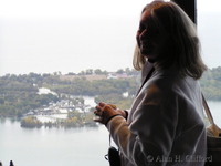 Margaret in the CN tower, Toronto