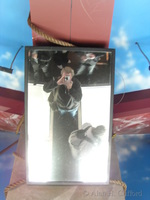 Alan in the mirror above the glass floor, CN tower, Toronto