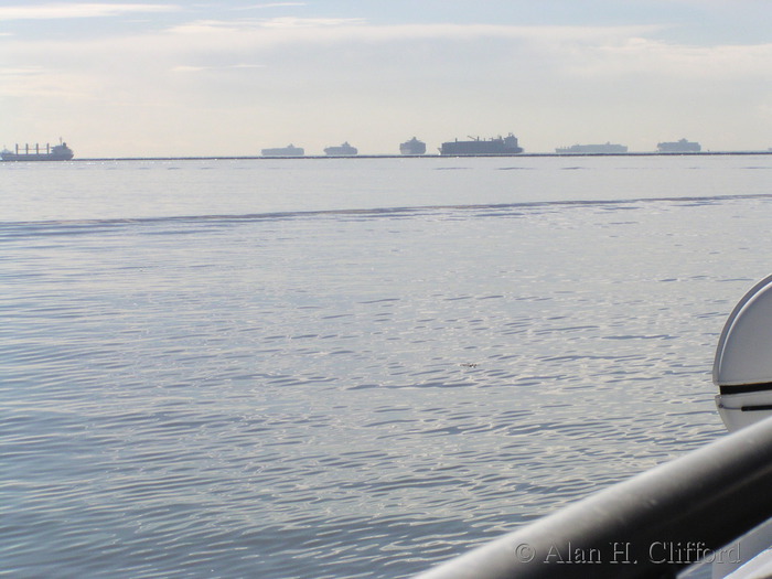 Ships outside Long Beach