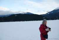 Margaret in the middle of Alta Lake