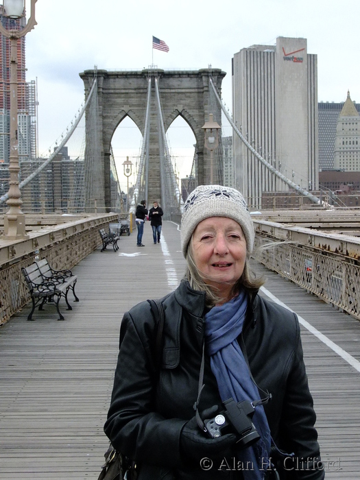 Margaret on Brooklyn Bridge