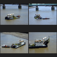 Removing a tree from the Thames at Putney