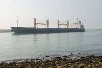 Ship entering the Suez Canal at Suez