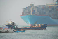 Container ship entering the Suez Canal