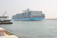 Container ship entering the Suez Canal