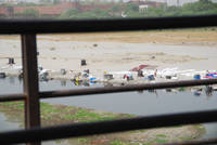 Washing clothes in the Yamuna river, Agra