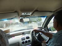 In the car on the way to Ranthambhore