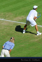 Kei Nishikori and a line judge