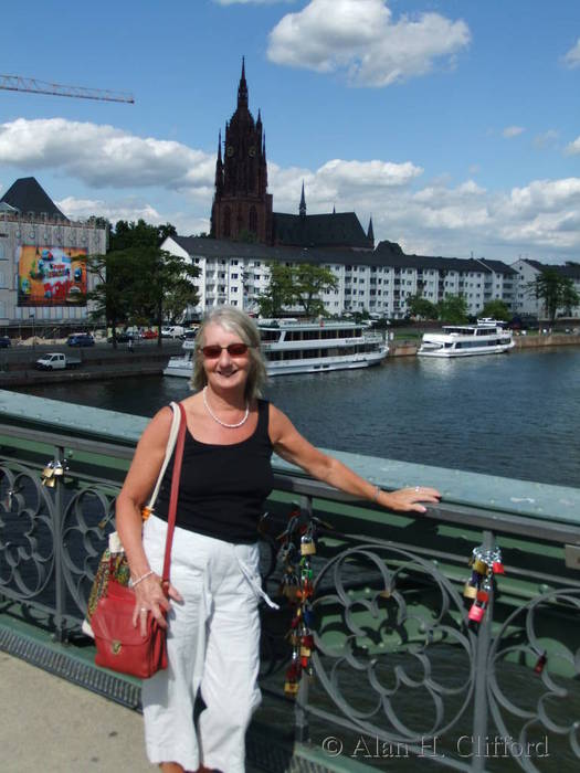 Margaret on the Iron Footbridge