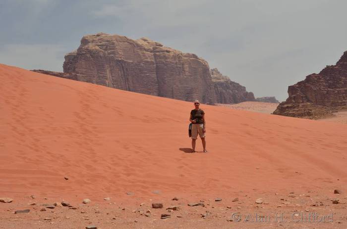 Margaret on a red sand dune