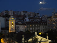 View at night over Anjos church from Lisbon City hotel